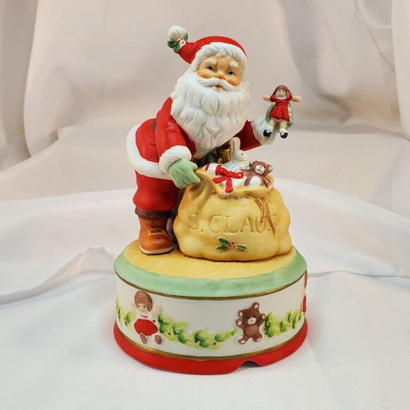 Vintage 1987 Enesco Santa Claus Music Box Figurine "I Believe In Santa" Works - Picture 12 of 12